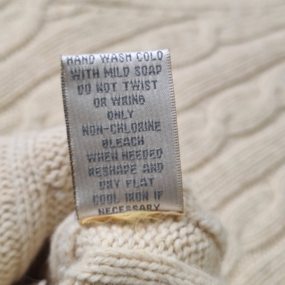 Between Me & You Cream Lambswool Rabbit Hair‎ Blend Cable Knit Sweater Sz Large - Picture 7 of 9